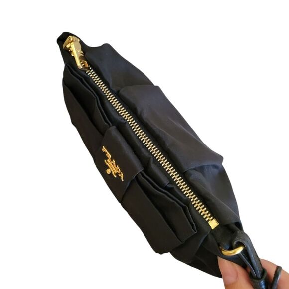 Prada Bow-Detailed Nylon Wristlet Clutch in Black - Picture 9 of 16